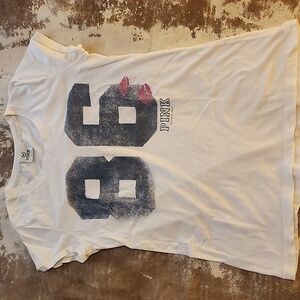 PINK Victoria's Secret White Tee with Black and Pink Accents